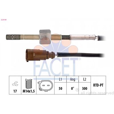 FACET 22.0149 Sensor de gases - Volkswagen Crafter 30-50, 30-35 Autobús - Sensor de temperatura de gases FACET 22.0149 Sensor de gases - Volkswagen Crafter 30-50, 30-35 Autobús - Sensor de temperatura de gases