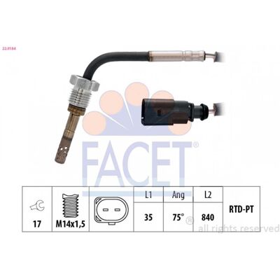 FACET 22.0184 Sensor de Temperatura de Gases - Sensor de Temperatura para Audi y Volkswagen FACET 22.0184 Sensor de Temperatura de Gases - Sensor de Temperatura para Audi y Volkswagen