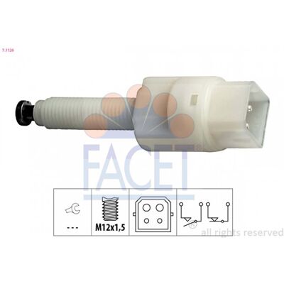FACET 7.1126 Interruptor mecánico de luz de freno - OE para VW, Audi, Škoda FACET 7.1126 Interruptor mecánico de luz de freno - OE para VW, Audi, Škoda