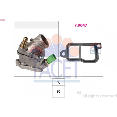 Termostato de agua FACET 7.8732 - Equivalente OE Termostato de agua FACET 7.8732 - Equivalente OE