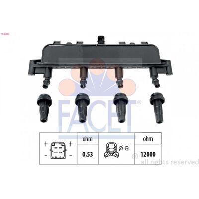 FACET 9.6303 Bobina de encendido - Bobina para Peugeot y Citroën FACET 9.6303 Bobina de encendido - Bobina para Peugeot y Citroën