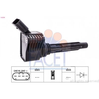 FACET 9.6530 Bobina de encendido - Bobina para Audi, VW, Seat, Skoda, Cupra FACET 9.6530 Bobina de encendido - Bobina para Audi, VW, Seat, Skoda, Cupra