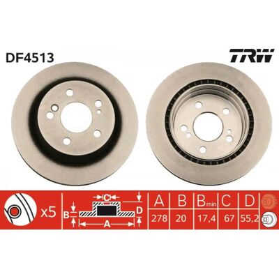 TRW DF4513 Disco de freno ventilado - Disco de freno TRW DF4513 Disco de freno ventilado - Disco de freno