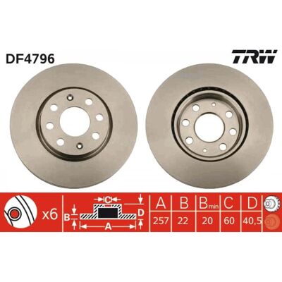 TRW Opel Fiat Vauxhall Disco de freno ventilado - Disco de freno TRW Opel Fiat Vauxhall Disco de freno ventilado - Disco de freno