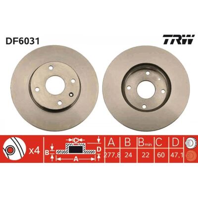 TRW DF6031 Disco de Freno Ventilado de Alto Carbono - Disco TRW DF6031 Disco de Freno Ventilado de Alto Carbono - Disco