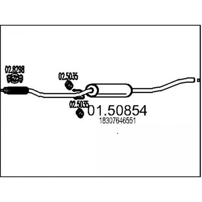 MTS - 01.50854 - 1950 MINI - Sistema de escape intermedio - Silenciador de escape MTS - 01.50854 - 1950 MINI - Sistema de escape intermedio - Silenciador de escape