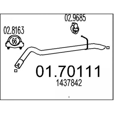 MTS - 01.70111 - FORD - 1437842 - Tubo de escape MTS - 01.70111 - FORD - 1437842 - Tubo de escape