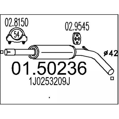 MTS Silenciador Intermedio Volkswagen Polo III 1010mm MTS Silenciador Intermedio Volkswagen Polo III 1010mm