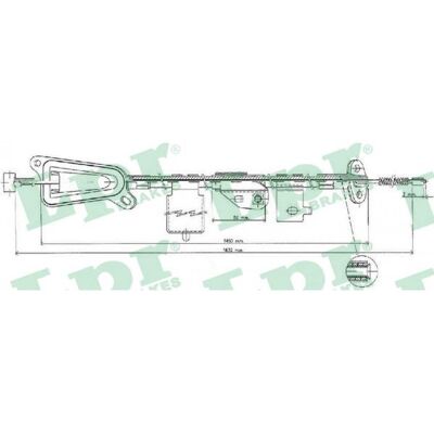 Nissan C0481B Cable de freno de estacionamiento - Derecha trasera para freno de tambor Nissan C0481B Cable de freno de estacionamiento - Derecha trasera para freno de tambor