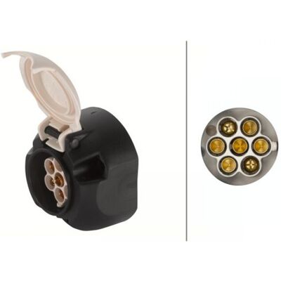 Hella Zócalo eléctrico de bronce 12V de 7 pines - Enchufe eléctrico Hella Zócalo eléctrico de bronce 12V de 7 pines - Enchufe eléctrico