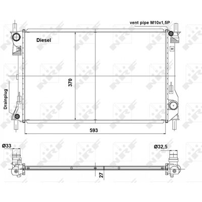 Radiador de motor NRF 593 369 27 de aluminio - Enfriamiento del motor Radiador de motor NRF 593 369 27 de aluminio - Enfriamiento del motor