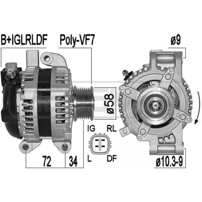 Generador ERA 209534A - 14V 150A Números OEM Generador ERA 209534A - 14V 150A Números OEM