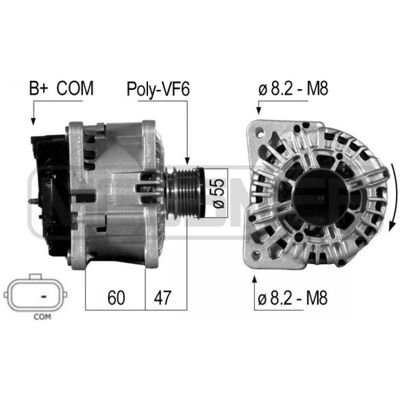 Alternador ERA 210705A - 14V 160A para Renault Dacia Clio 2 3 Scenic 2 3 Duster Sandero Lodgy Alternador ERA 210705A - 14V 160A para Renault Dacia Clio 2 3 Scenic 2 3 Duster Sandero Lodgy