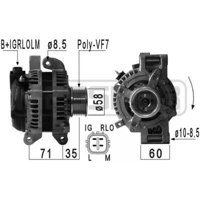Alternador ERA 210934A - 14V 130A - Toyota, Lexus Alternador ERA 210934A - 14V 130A - Toyota, Lexus