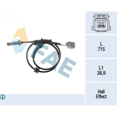 Sensor ABS FAE 78468 - Efecto Hall, Con cable, Nissan Qashqai 2, Renault Kadjar Sensor ABS FAE 78468 - Efecto Hall, Con cable, Nissan Qashqai 2, Renault Kadjar