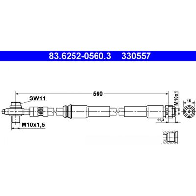 Manguera de Freno Ate - 83.6252-0560.3 - Línea de Freno Flexible para Audi Tt A3 Manguera de Freno Ate - 83.6252-0560.3 - Línea de Freno Flexible para Audi Tt A3