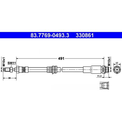 Manguera de freno Ate Ford Fusion M10x1 - Manguera de freno Manguera de freno Ate Ford Fusion M10x1 - Manguera de freno