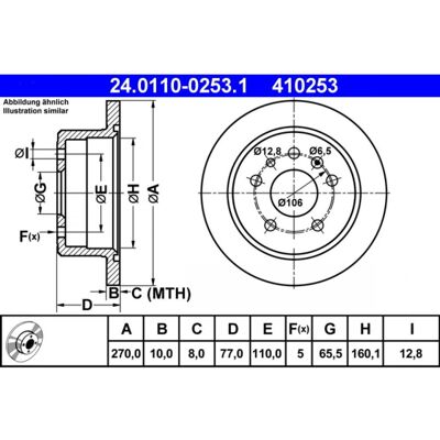 Disco de freno ventilado ATE 24.0110-0253.1 para Opel - 270mm Disco de freno ventilado ATE 24.0110-0253.1 para Opel - 270mm