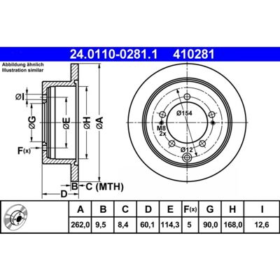 Disco de Freno Mitsubishi - Completo 262mm 5 Agujeros - Pajero Pinin, Sport Disco de Freno Mitsubishi - Completo 262mm 5 Agujeros - Pajero Pinin, Sport