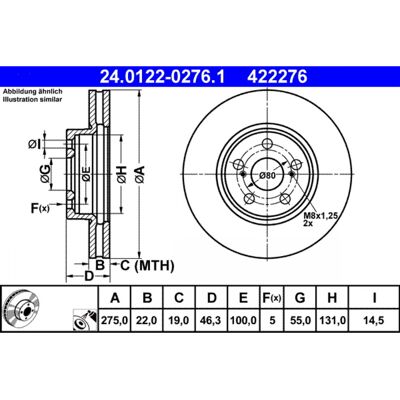 Disco de freno ATE - 22mm, 5 agujeros, 100mm, Ventilado - Tipo: Recubierto Disco de freno ATE - 22mm, 5 agujeros, 100mm, Ventilado - Tipo: Recubierto