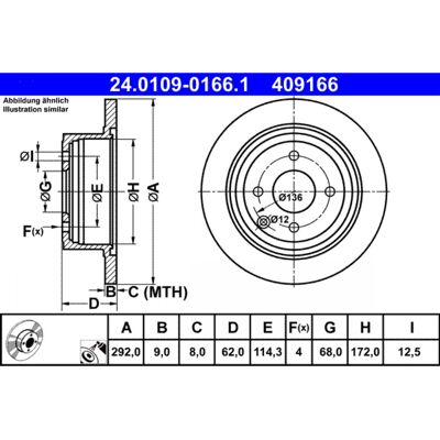 Disco de freno ATE - Disco sólido 292mm, 68mm centrado - Disco de freno Disco de freno ATE - Disco sólido 292mm, 68mm centrado - Disco de freno