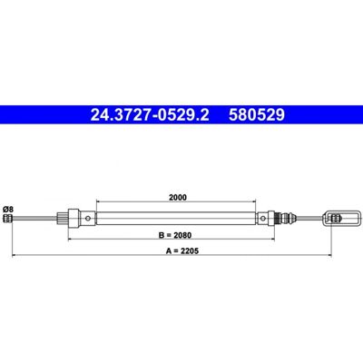 Cable de freno de estacionamiento ATE 24.3727-0529.2 para Peugeot 806 MPV, Citroën Evasion, Fiat Ulysse I Cable de freno de estacionamiento ATE 24.3727-0529.2 para Peugeot 806 MPV, Citroën Evasion, Fiat Ulysse I