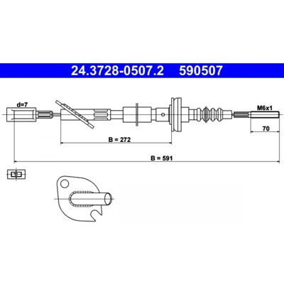 ATE 24.3728-0507.2 Cable de embrague - FIAT Seicento, 600, Cinquecento ATE 24.3728-0507.2 Cable de embrague - FIAT Seicento, 600, Cinquecento