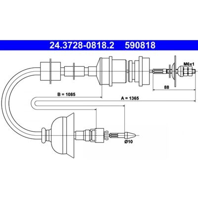 ATE 24.3728-0818.2 Cable de embrague Peugeot 405 - Cable de embrague ATE 24.3728-0818.2 Cable de embrague Peugeot 405 - Cable de embrague