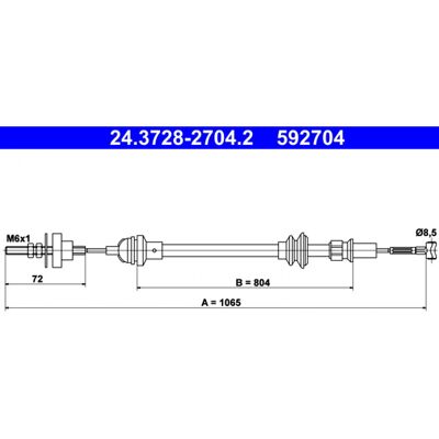 ATE 24.3728-2704.2 - Cable de embrague para SEAT Ibiza, Córdoba, Inca ATE 24.3728-2704.2 - Cable de embrague para SEAT Ibiza, Córdoba, Inca