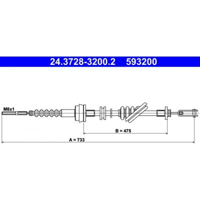 Cable de embrague KIA Rio I - 733mm - Número OE Cable de embrague KIA Rio I - 733mm - Número OE