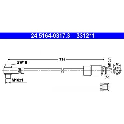 Manguera de freno flexible ATE 24.5164-0317.3 - Ford Mondeo Manguera de freno flexible ATE 24.5164-0317.3 - Ford Mondeo