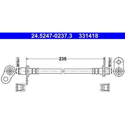 Mitsubishi MN116235 Manguera de freno - 235mm Mitsubishi MN116235 Manguera de freno - 235mm