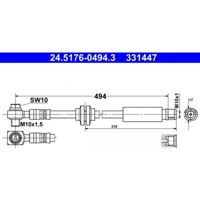 Manguera de Freno Delantero Bosch 494mm para Opel Insignia - Manguera de Freno Manguera de Freno Delantero Bosch 494mm para Opel Insignia - Manguera de Freno