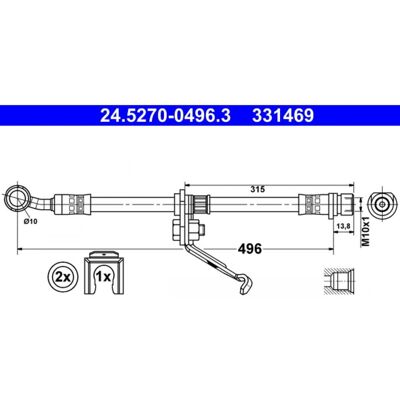 Manguera de freno ATE 24.5270-0496.3 - Flexible, 496mm, M10x1, Accesorios Manguera de freno ATE 24.5270-0496.3 - Flexible, 496mm, M10x1, Accesorios