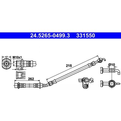 Manguera de Freno Toyota Yaris - M10x1, Azul, 498mm Manguera de Freno Toyota Yaris - M10x1, Azul, 498mm