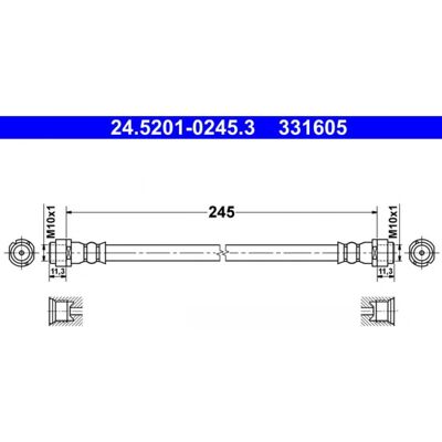 Manguera de freno Chevrolet Aveo - M10x1 - 245mm Manguera de freno Chevrolet Aveo - M10x1 - 245mm
