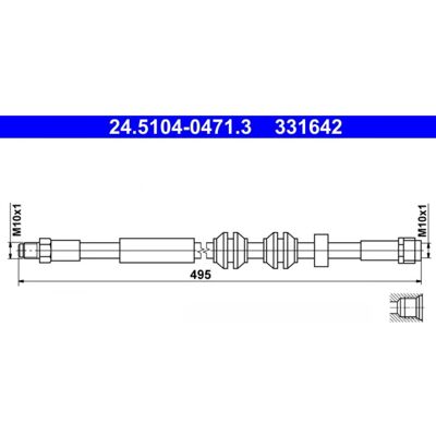 Manguera de Freno Ate - 470mm, extremos M10x1 - Compatible con Mercedes C-Klas, CLS, E-Klas Manguera de Freno Ate - 470mm, extremos M10x1 - Compatible con Mercedes C-Klas, CLS, E-Klas