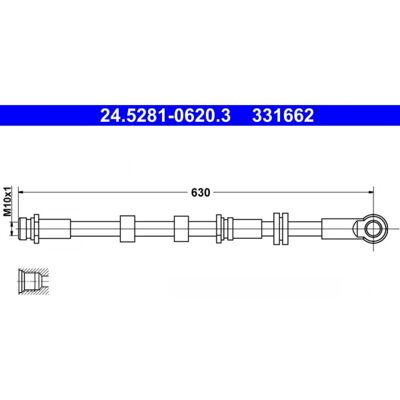 Manguera de freno Mitsubishi Lancer/ASX - 630mm M10x1 - Azul Manguera de freno Mitsubishi Lancer/ASX - 630mm M10x1 - Azul