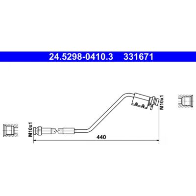 Manguera de freno ATE 24-5298-0410.3 - Trasero Derecho Hyundai Kia Manguera de freno ATE 24-5298-0410.3 - Trasero Derecho Hyundai Kia