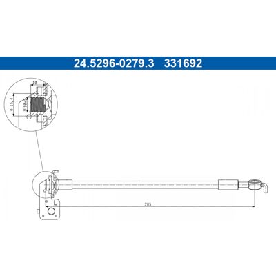 Manguera de freno Hyundai Kia - M10x1, 285mm, Agujero 10mm - Manguera de freno Manguera de freno Hyundai Kia - M10x1, 285mm, Agujero 10mm - Manguera de freno