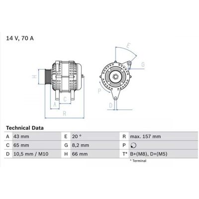 Bosch 0 986 038 740 Alternador - 14V 70A para Citroën, Peugeot, Fiat Bosch 0 986 038 740 Alternador - 14V 70A para Citroën, Peugeot, Fiat