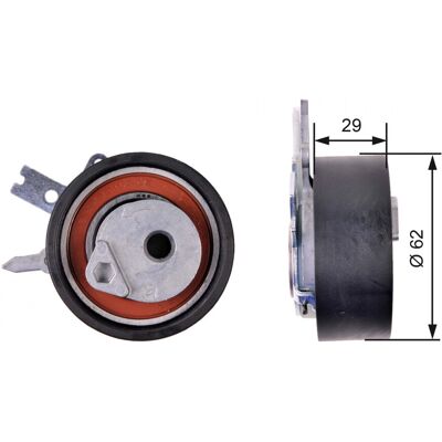 Polea tensor de distribución Gates - 62mm, 29mm, PowerGrip Polea tensor de distribución Gates - 62mm, 29mm, PowerGrip