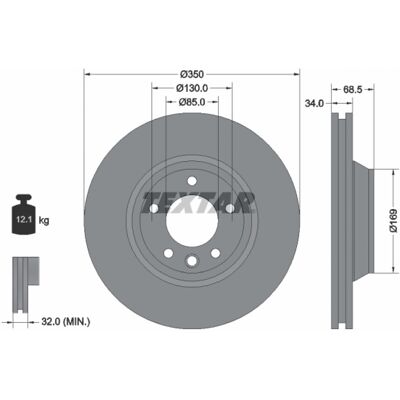 TEXTAR 92121700 - Disco de frenos - Interior ventilado - Compatibilidad: Porsche Cayenne, Volkswagen Touareg, Audi Q7 TEXTAR 92121700 - Disco de frenos - Interior ventilado - Compatibilidad: Porsche Cayenne, Volkswagen Touareg, Audi Q7