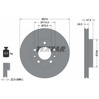 TEXTAR Disco de Freno Mazda - Ventilado 114.3mm 24mm - Disco de Freno TEXTAR Disco de Freno Mazda - Ventilado 114.3mm 24mm - Disco de Freno