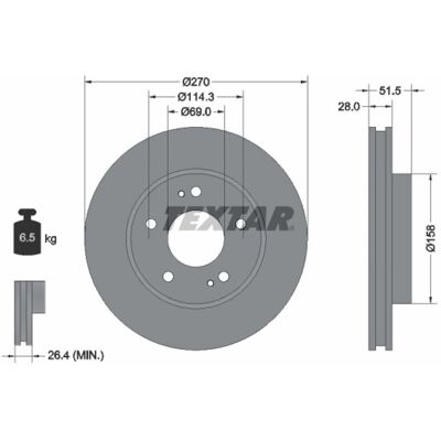 Disco de freno TEXTAR Mitsubishi L200/Triton - Ventilado Disco de freno TEXTAR Mitsubishi L200/Triton - Ventilado