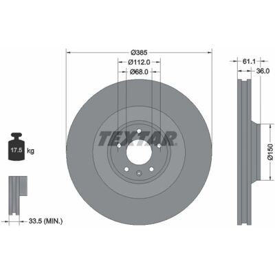 TEXTAR Disco de Freno - Ventilado, 385mm, 36mm - Disco de Freno TEXTAR Disco de Freno - Ventilado, 385mm, 36mm - Disco de Freno