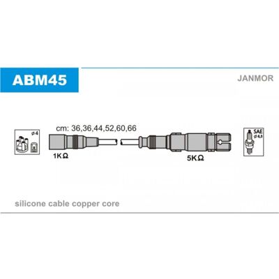 JANMOR ABM45 Juego de cables de encendido de silicona - Juego de cables para Audi 100, 80 Coupé, B3, B4 JANMOR ABM45 Juego de cables de encendido de silicona - Juego de cables para Audi 100, 80 Coupé, B3, B4