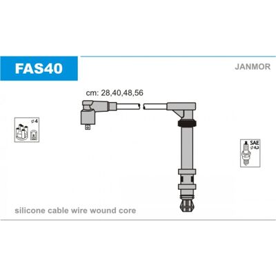 Janmor FAS40 Juego de cables de encendido - Sistema de encendido Janmor FAS40 Juego de cables de encendido - Sistema de encendido