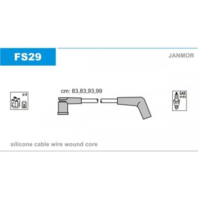 Janmor FS29 Juego de Cables de Encendido - Ford Fiesta, KA, Escort, Mazda 121 Janmor FS29 Juego de Cables de Encendido - Ford Fiesta, KA, Escort, Mazda 121