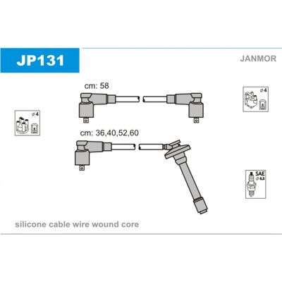 Janmor JP131 Juego de Cables de Encendido para Toyota Avensis, Carina - Sistema de Encendido Janmor JP131 Juego de Cables de Encendido para Toyota Avensis, Carina - Sistema de Encendido